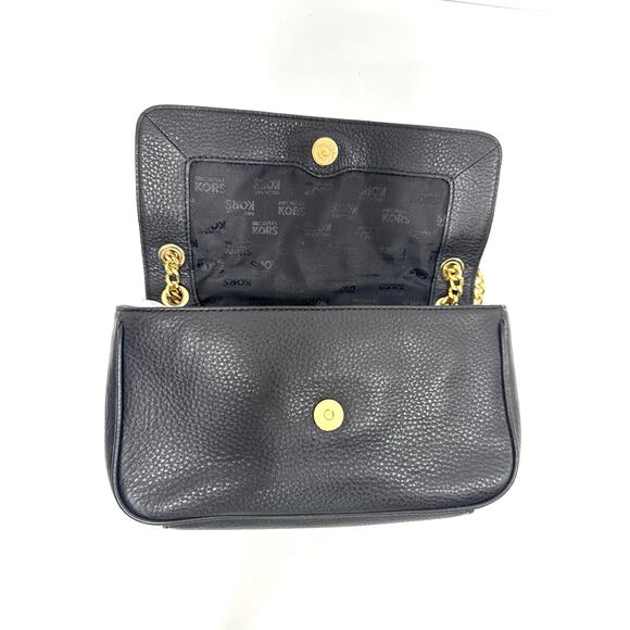 Michael Kors Pebbled Leather Shoulder Flap Bag Gold Chain Strap - Picture 5 of 9